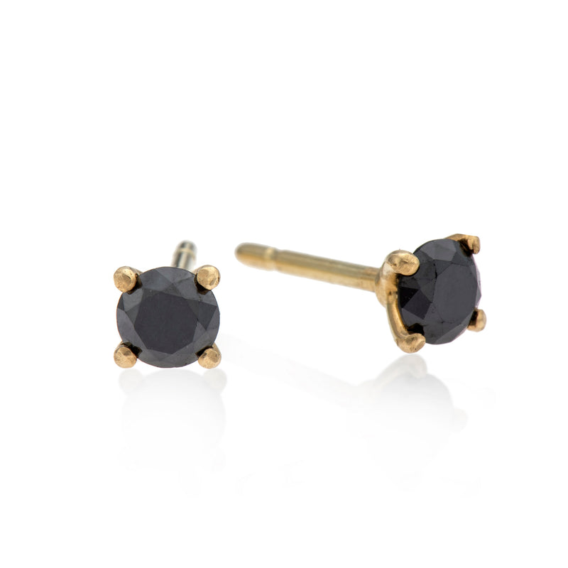 EF-14k gold earring with black diamond - Goldy jewelry store