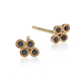 EF-14k gold earring with 4 black diamonds - Goldy jewelry store