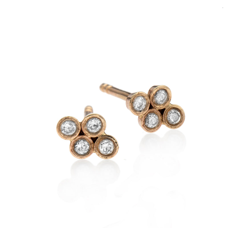 EF-14k gold earring with 4 white diamonds - Goldy jewelry store