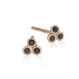 14k gold earring with 3 black diamonds - Goldy jewelry store