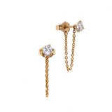 EF-14k gold earring with white diamond - Goldy jewelry store