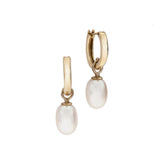 14K gold Hoops with pearl-big - Goldy jewelry store