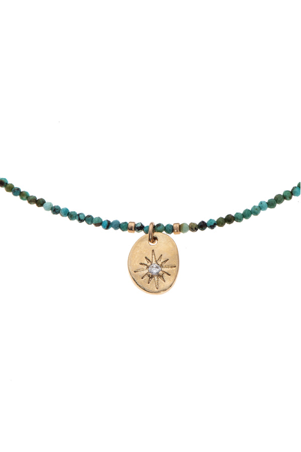 Turquoise Beads necklace with coin