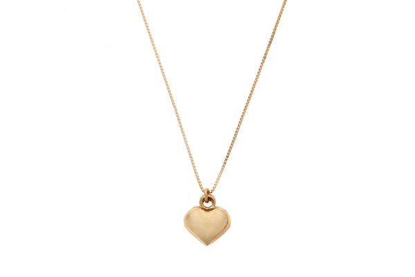 14k GOLD necklace swollen heart-L