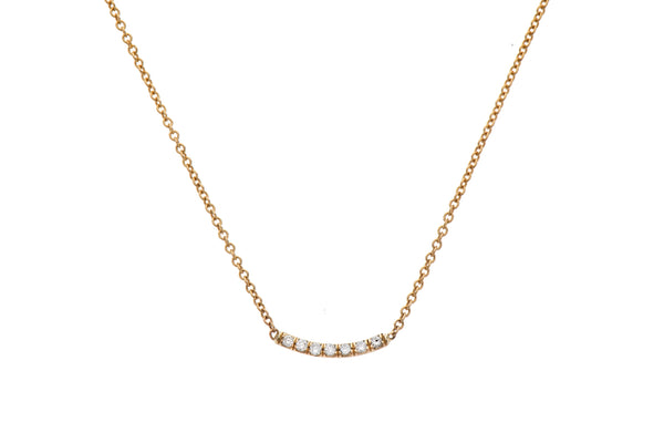 14K gold necklace with line of diamonds