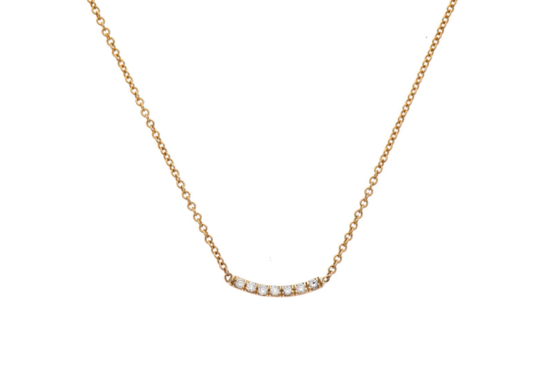 14K gold necklace with line of diamonds