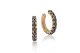 14k gold embracing earring with black diamonds