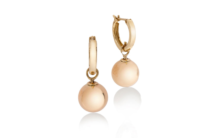 14K gold Hoops with a golden ball