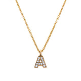 14K gold necklace letter with diamonds