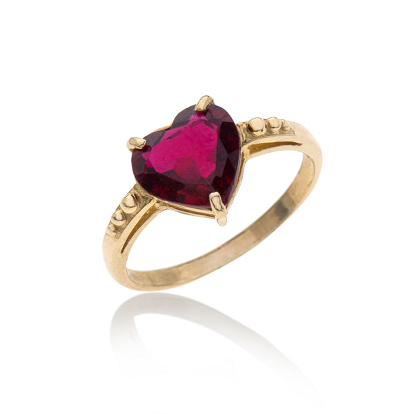 14K gold heart of ruby ring