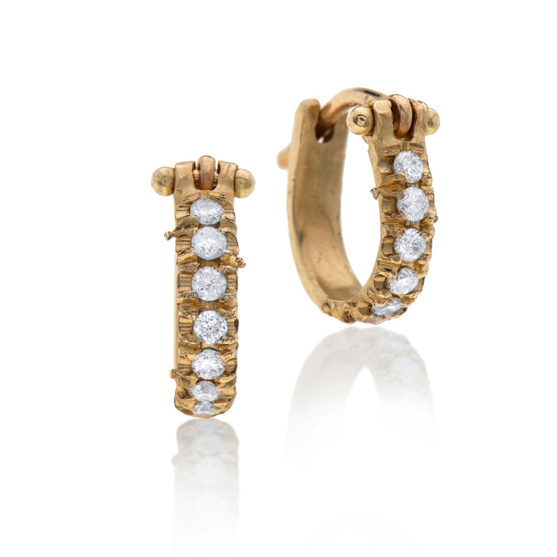 14k gold hoops earring with white diamonds