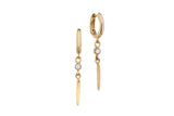 14k GOLD hoop earrings with pendant white diamond