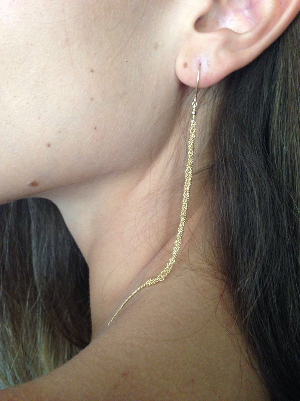 Silver / Black silver crochet long hanging earrings - Goldy jewelry store