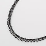 Falling strands black silver necklace